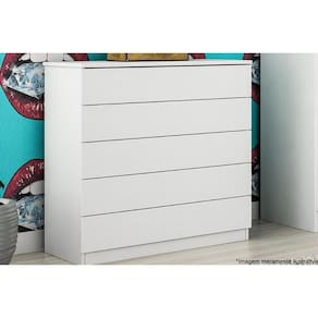 Cômoda de Quarto Premium c/ 5 Gavetas Branco/Neve - Tcil Móveis