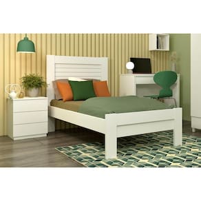 Cama Solteiro Safira Branco/Neve - Tcil Móveis