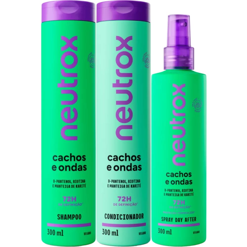 Shampoo e Condicionador Neutrox Cachos e Onda + Spray Day After