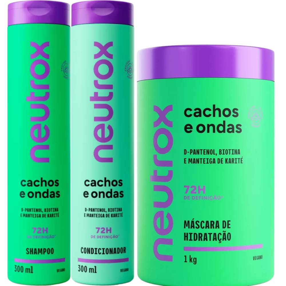 Shampoo e Condicionador Neutrox Cachos e Onda + Máscara de Hidratação
