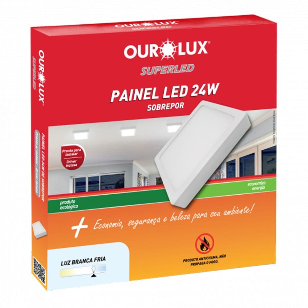 Luminária Plafon Led Sobrepor 18w 6500k Quadrada Ourolux 110v/220v