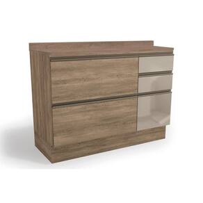 Balcão de Cozinha Modulado Maxxi G747 4 Gavetas c/ Vidro e 1 Porta c/Tampo 120cm Nogal/Nogal - Kappesberg