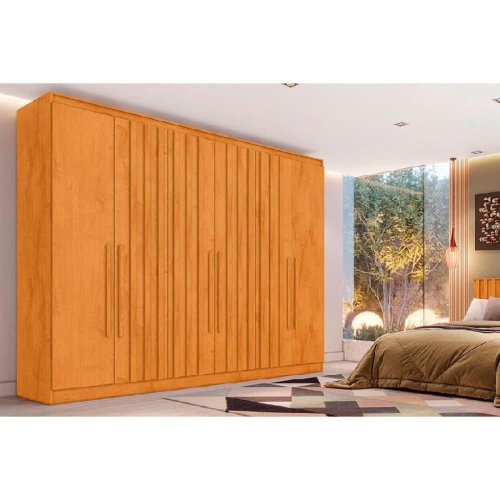 Guarda Roupa Casal 6 Portas (4 Ripadas) e 4 Gavetas Oxford Peroba - Europa