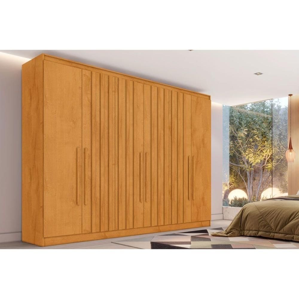 Guarda Roupa Casal 6 Portas (4 Ripadas) e 6 Gavetas Oxford Peroba - Europa