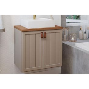 Gabinete de Banheiro Balcão Alure 2 Portas c/Cuba 80cm Cappuccino/Freijo - MGM