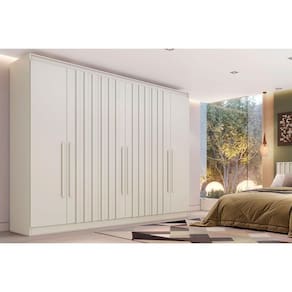 Guarda Roupa Casal 6 Portas (4 Ripadas) e 4 Gavetas Oxford Off White - Europa