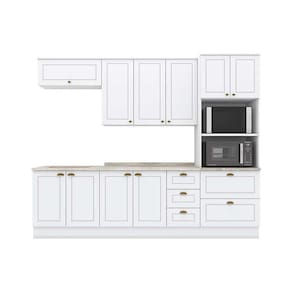 Cozinha Modulada Henn Americana 7 Peças (2 Armários + 2 Balcões + 1 Paneleiro + 2 Complementos) C7P01 Branco