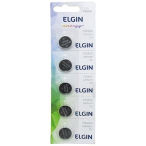 Bateria Moeda Cr1620 3V Pilha Lithium Elgin Com 5 Unidades