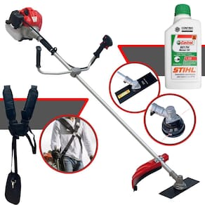 Cortador de Grama Anmax CG430-P TB À Gasolina 2HP 43cc 9.000rpm Motor 2T Roçadeira Lateral Com Lâmina 2 Pontas e Carretel de Nylon + ÓLEO STIHL 2T