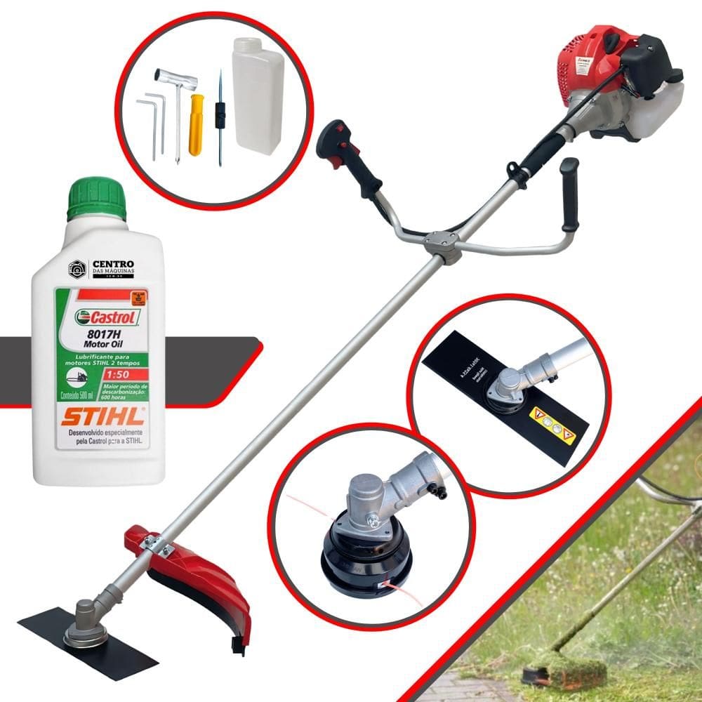 Roçadeira À Gasolina Anmax CG430P TB 43cc 2HP de Potência 9.000rpm Profissional Completa Com Carretel de Nylon e Lâmina 2 Pontas + ÓLEO STIHL 2T