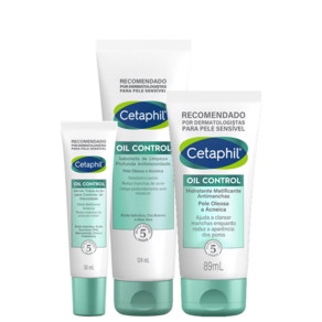 Kit Cetaphil Oil Control Pele Oleosa e Acneica (3 Produtos)