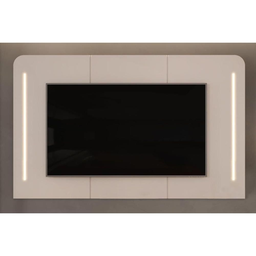 Painel Home p/ TV até 75 Pol Atlas 100% MDF c/ Led 218x135cm Off White - DJ Móveis