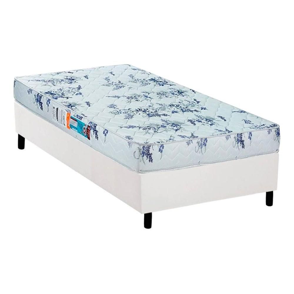 Conjunto Box Solteiro: Colchão Espuma Luckspuma D28 Celebrity + Base CRC Courano White (88x188)