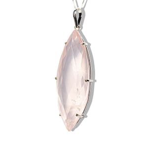 Colar Cristal Gigante Navete Facetado Garra Prata 950