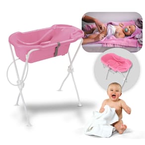 Banheira de bebê com suporte válvula de saída de água Rosa Tutti Baby
