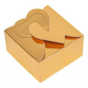 Caixa Coração Laminada Ouro (Ideal Para 4 Doces Gourmet) 20 Peças Ideia 4942