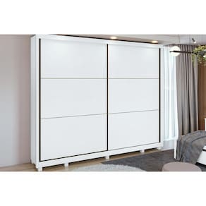 Guarda Roupa Casal 2 Portas de Correr e 6 Gavetas c/ Pés Toronto Branco - Lopas