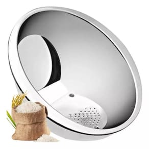 Escorredor Redondo Para Arroz Frutas Legumes em Aço Inox 24cm