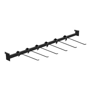 Kit - Régua Para Organização De Gondola 91cm + 6 Ganchos Simples Preto New Plus - Sa Gondolas