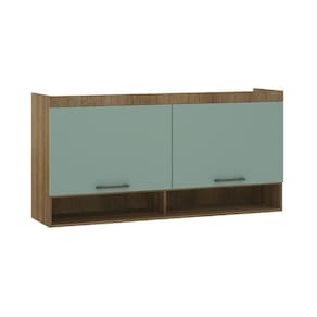 Armário Aéreo Maleiro Modulado 165cm 2 Portas Basculantes Paris Luciane Móveis Avelã Pf Com Verde Pf