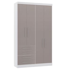 Guarda Roupa Modulado 134,50cm 4 Portas E 4 Gavetas Alpes Luciane Móveis Branco Pf Com Cinammon Pf
