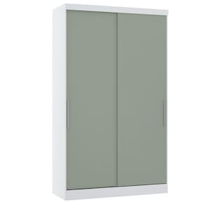 Guarda Roupa Modulado 134,50cm 2 Portas De Correr Alpes Luciane Móveis Branco Pf Com Verde Pf