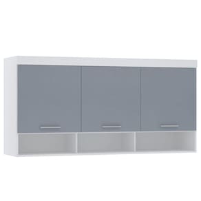 Armário Aéreo Maleiro Modulado 165cm 3 Portas Alpes Luciane Móveis Branco Pf Com Grey Sky Pf