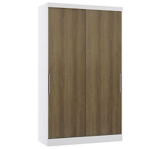 Guarda Roupa Modulado 134,50cm 2 Portas De Correr Alpes Luciane Móveis Branco Pf Com Avelã Pf
