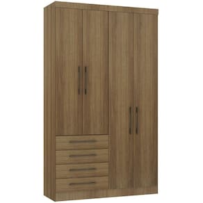 Guarda Roupa Modulado 134,50cm 4 Portas E 4 Gavetas Paris Luciane Móveis Avelã Pf Com Avelã Pf