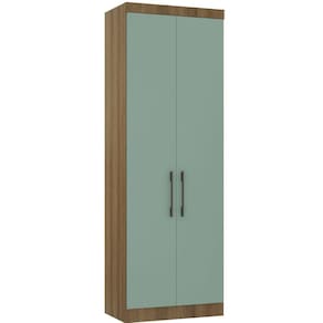 Guarda Roupa Modulado 79cm 2 Portas Paris Luciane Móveis Avelã Pf Com Verde Pf
