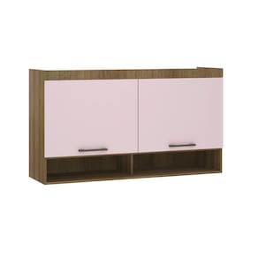 Armário Aéreo Maleiro Modulado 145cm 2 Portas Basculantes Paris Luciane Móveis Avelã Pf Com Rosa Pf