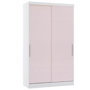 Guarda Roupa Modulado 134,50cm 2 Portas De Correr Alpes Luciane Móveis Branco Pf Com Rosa Pf