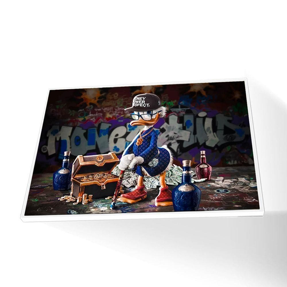 Quadro Tio Patinhas Vinil Sem Vidro Tamanho/moldura 150x100 Caixa Cor Branca