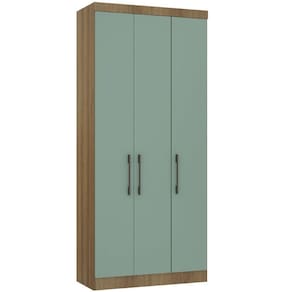 Guarda Roupa Modulado 101,50cm 3 Portas Paris Luciane Móveis Avelã Pf Com Verde Pf