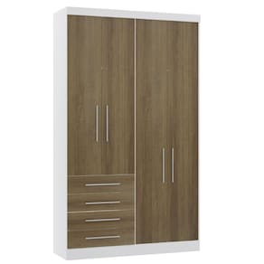 Guarda Roupa Modulado 134,50cm 4 Portas E 4 Gavetas Alpes Luciane Móveis Branco Pf Com Avelã Pf