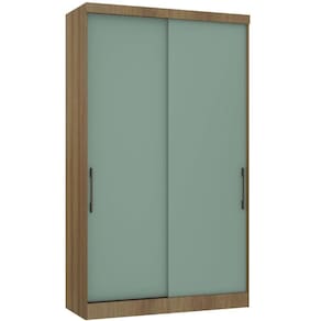 Guarda Roupa Modulado 134,50cm 2 Portas De Correr Paris Luciane Móveis Avelã Pf Com Verde Pf