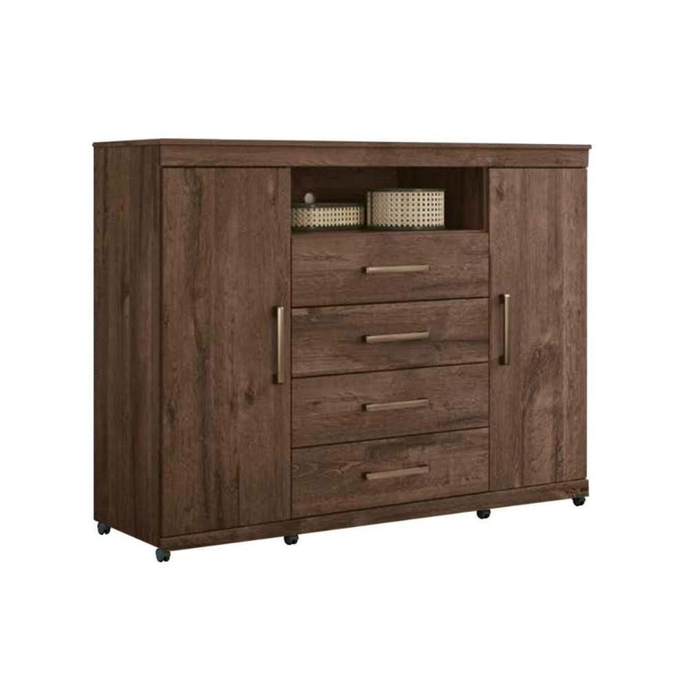 Cômoda Casal Master 2 Portas +1 Nicho E 4 Gavetas ébano - Santos Andirá