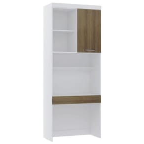 Bancada De Estudos Modulada 90cm 1 Porta Alpes Luciane Móveis Branco Pf Com Avelã Pf