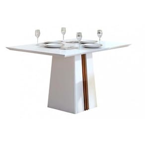Mesa De Sala Jantar Italia + Tampo Madeirado Vidro 120x90cm Rústico Terrara/off White - Dj Móveis