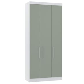 Guarda Roupa Modulado 101,50cm 3 Portas Alpes Luciane Móveis Branco Pf Com Verde Pf