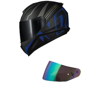 Capacete Norisk Razor Full Preto e Azul Fosco Mais Viseira Camaleão