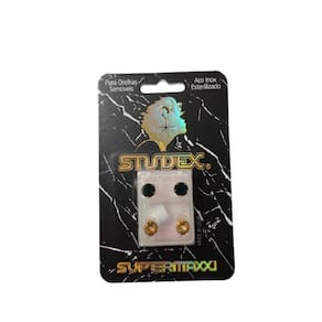 Brinco Studex Supermaxxi Tiffany Preto 6Mm L6125y Dourado