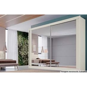 Guarda Roupa Casal 2 Portas c/ Espelho e 4 Gavetas Creta Flex Off White/Off White ou Amendoa - Europa