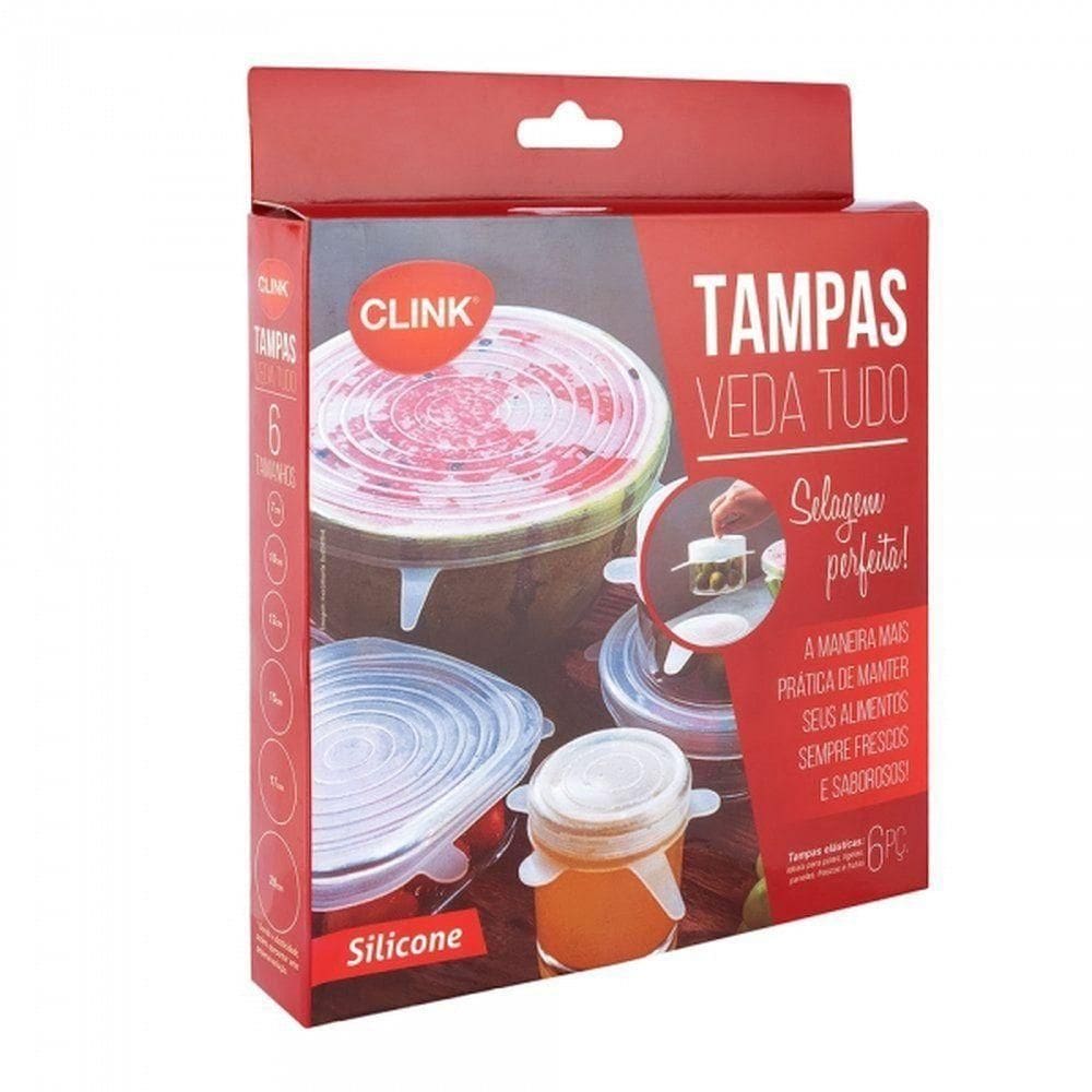 Kit 6 Tampa Silicone Universal Veda Tudo