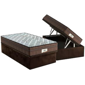 Conjunto Box Baú Solteiro: Colchão Molas Probel Ensacadas ProDormir Pallace + Base CRC Suede Brown (88x188)