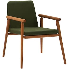 Cadeira Decorativa Base Madeira F56 Veludo Verde Militar Dmobiliario Verde Militar