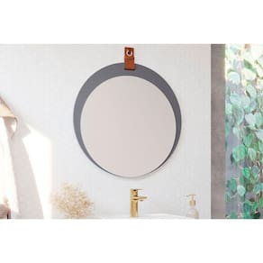 Espelheira de Banheiro Lua Parede Oval 60x60cm Titanio - MGM