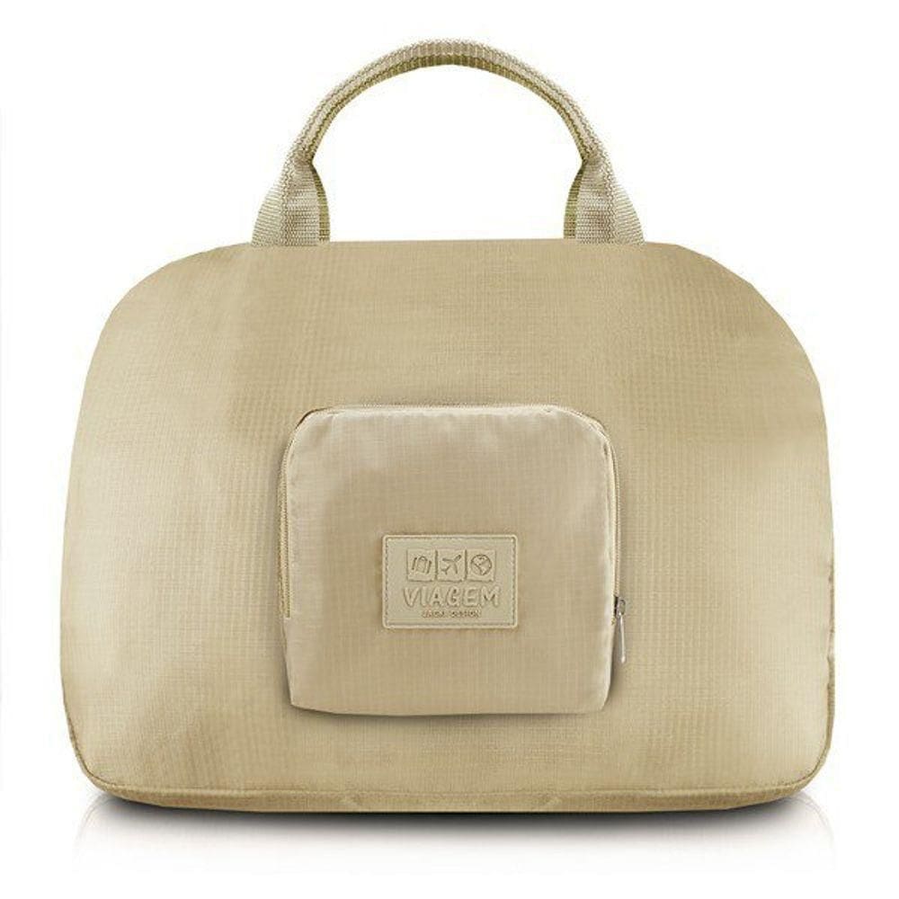 Bolsa De Viagem Dobrável Trapézio Estampa Lisa Jacki Design Creme