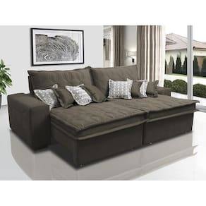 Sofá Retrátil E Reclinável 2,92m Com Molas Ensacadas Cama Inbox Supreme Tecido Suede Velusoft Café
