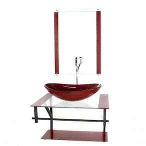 Gabinete De Vidro P/ Banheiro 60cm Cuba Com Torneira Cromada